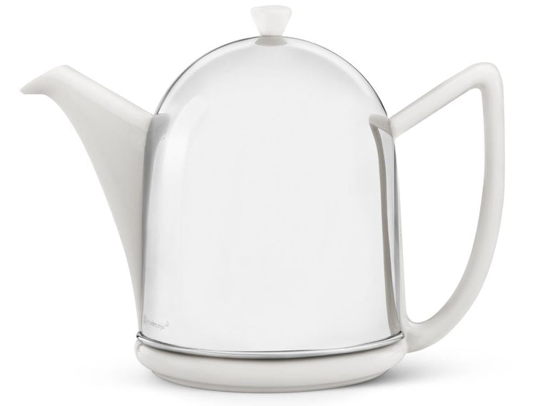 Ceramic Teapot Spring White / Stainless Steel | COSY MANTO