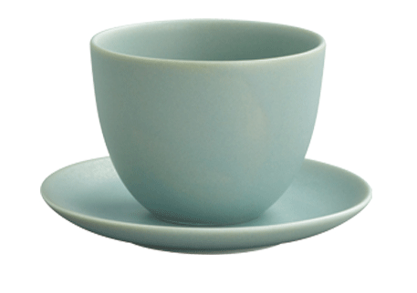 Porcelain Moss Green Tea cup and saucer PEBBLE Kinto SoMo Tea