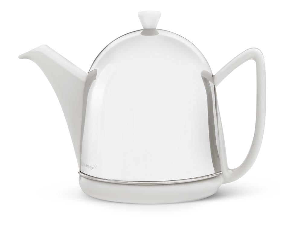Ceramic Teapot White / Stainless Steel | COSY MANTO